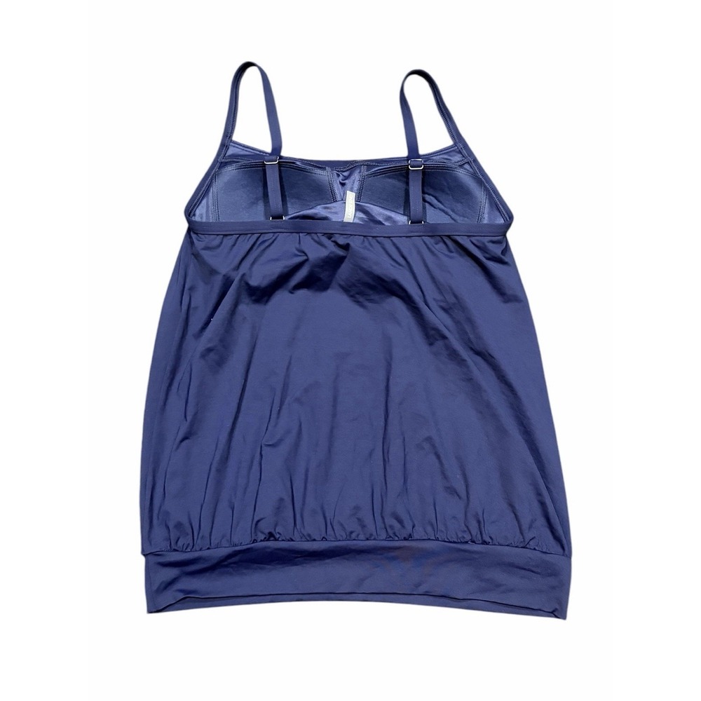 Lands End Womens 8 Blouson Tummy Hiding Tankini Top Swimsuit Blue Shelf Bra NWT - Picture 3 of 7